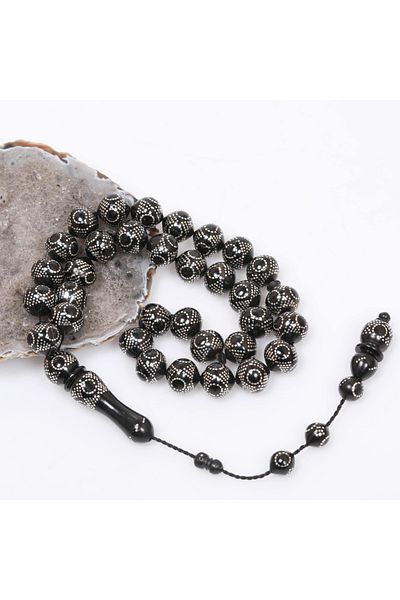 Taş Sandığı Silver Embroidered Kuka Rosary 12 mm - Collectible Product