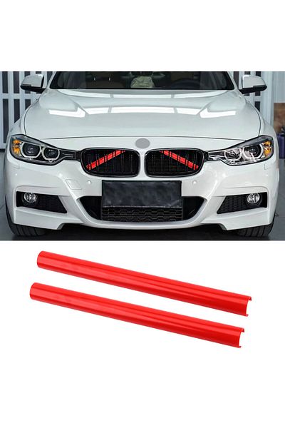 Choice Red 2pcs Car Front Grille Trim Strips V Brace M Sport Bar Decoration For Bmw F20 F21 F22 F23 F30 F31