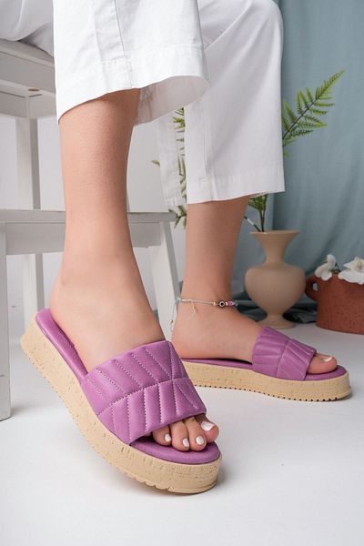 Raffaella Corelli Papuci de damă casual din piele naturală violet cu talpă groasă