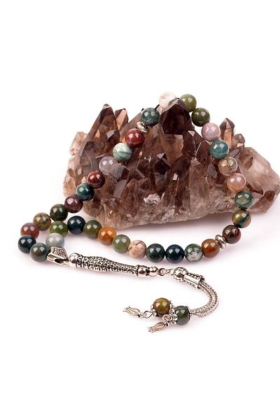Taş Sandığı Agate Stone Rosary - 8mm Indian Agate