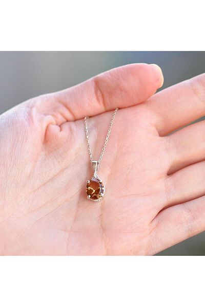 Taş Sandığı Unisex Synthetic Zultanite Stone Silver Necklace