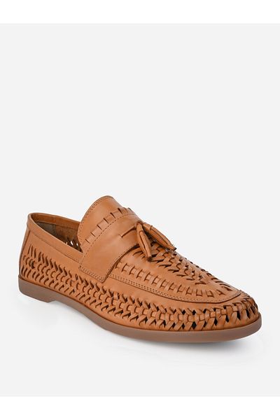 Styli Genuine Leather Handmade Woven Loafers
