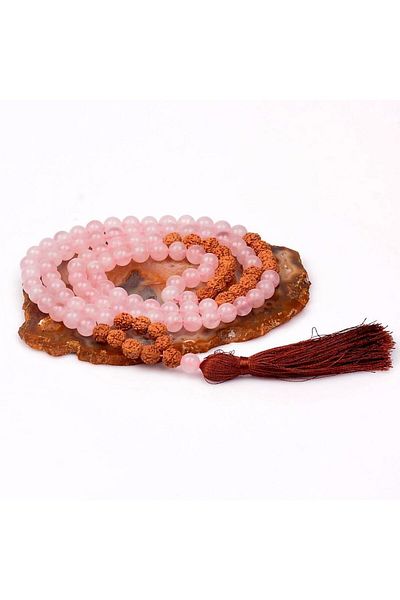 Taş Sandığı Pink Quartz Trowel Prayer Beads with 108 Habbeli