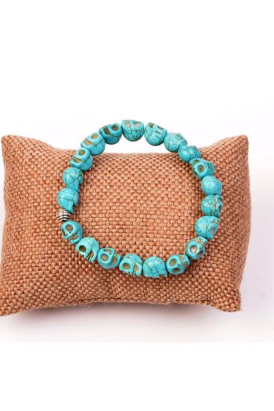 Taş Sandığı Skull Turquoise Stone Bracelet