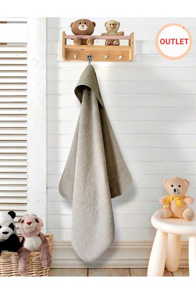 Alpar Tekstil Outlet Cotton Girl-Boy Newborn-Baby Bath Towel - Plain/Beige