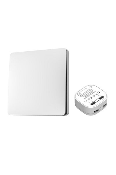 Lunzo White 1gang 1 To 1 Rf433 Frameless Large Panel Self Powered Rebound Wireless Switch Without Battery