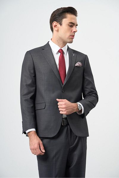 İmza Dark Anthracite Mono Collar 4 Drop Comfort Fit Classic Suit 1001245161