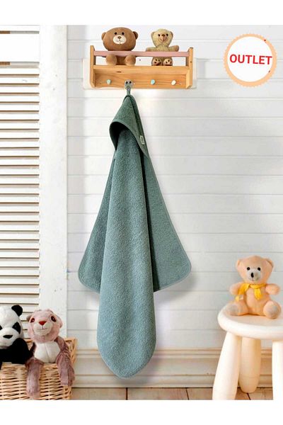 Alpar Tekstil Cotton Girl-Boy Newborn-Baby Bath Towel - Plain/Green Swaddle