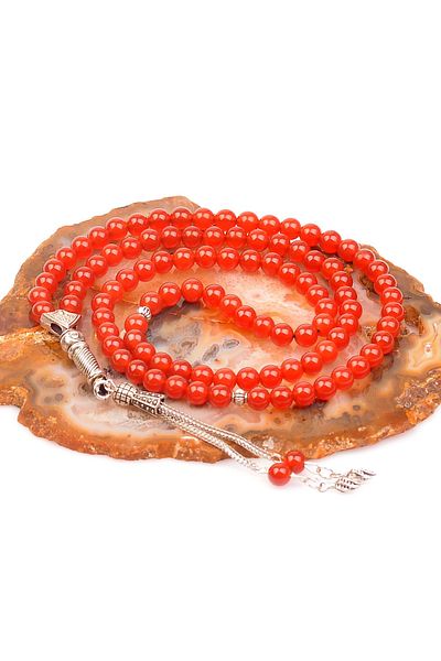 Taş Sandığı 6 Mm Red Agate Prayer Rosary