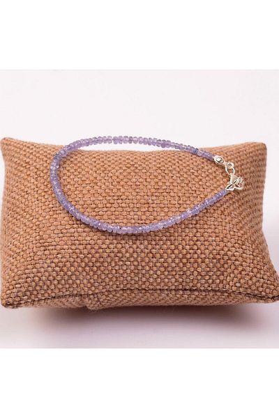 Taş Sandığı Tanzanite Stone Silver Bracelet - 3 Mm