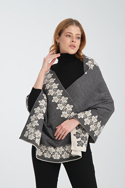 VEGA MODA Ivy Pattern Shoulder Shawl, Stylish Comfortable Shoulder Shawl with Ivy Pattern, Knitwear Shoulder Shawl, Reversible Shawl
