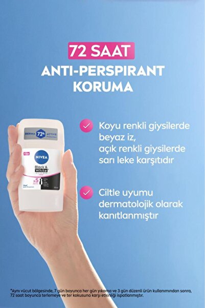 NIVEA Kadın Stick Deodorant Black&white Invisible Clear 50ml, 72 Saat Anti-perspirant Ter Koruması