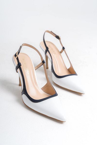 Mubiano Collection Tocuri de damă din piele naturală Stiletto și pantofi alb/albastru închis -mcbrg5698-bl