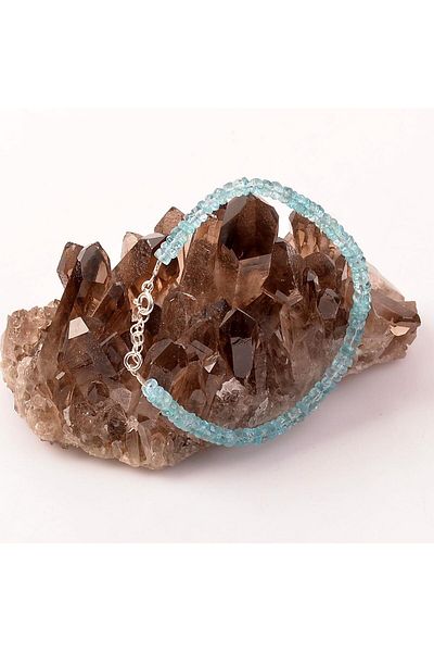 Taş Sandığı Apatite Stone Silver Bracelet - 4 Mm ( Neon Apatite )