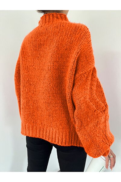 Modamorfo Pulover de iarnă cu mânecă cu balon cu jumătate de gât