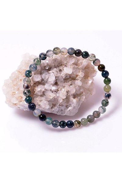 Taş Sandığı Mossy Agate Stone Bracelet - 6 Mm