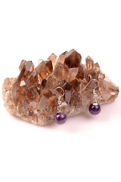 Taş Sandığı Amethyst Stone Earrings