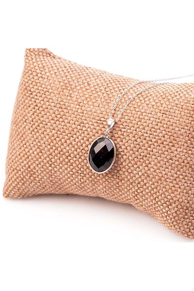 Taş Sandığı Faceted Onyx Stone Silver Necklace