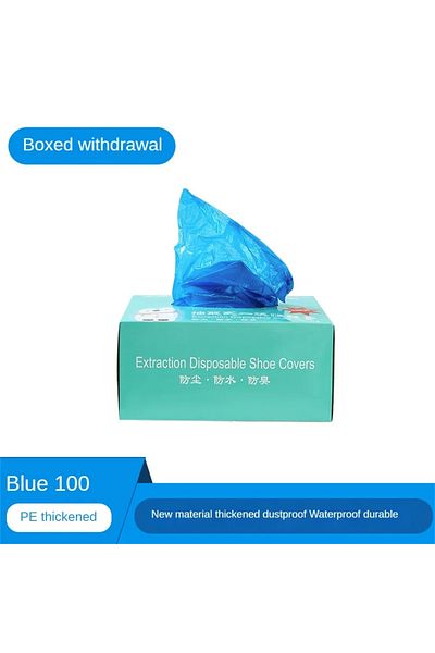 Choice Blue 100pcs Plastic Disposable Shoe Covers Cleaning Overshoes Outdoor Rainy Day Carpet Cleaning Shoe