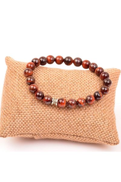 Taş Sandığı Red Tiger Eye Stone Bracelet - 8 Mm