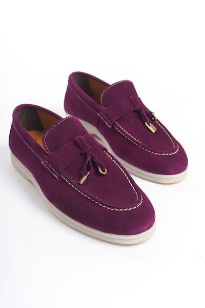 Mubiano Collection Suede Women's Loafers & Ballerinas Plum -mckry1410-mrd