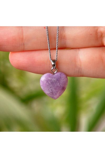 Taş Sandığı Lilac Jade Heart Necklace - Small Size