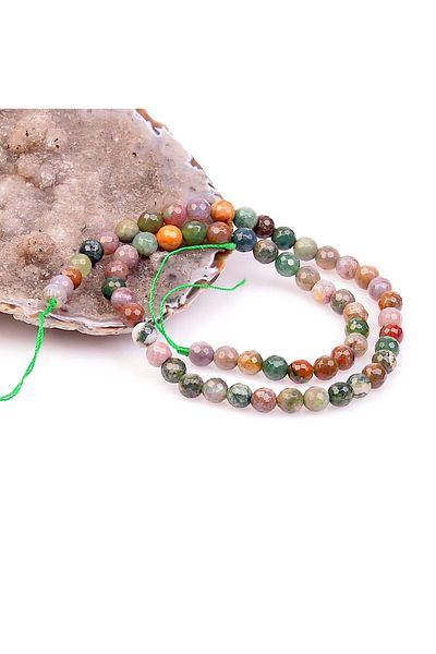 Taş Sandığı 8 mm Faceted Agate Stone - Indian Agate