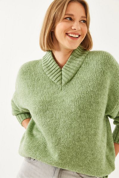 Bianco Lucci Women's V-Neck Knitwear Sweater 20247532