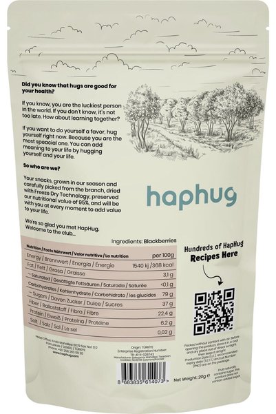 HapHug 10 Pack Freeze Dried Blackberries - Freeze Dried Fruit - Freeze Dry Dried Fruit 10X20Gr