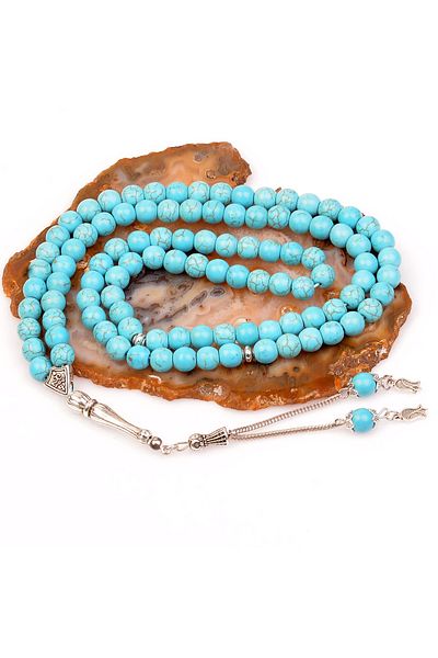 Taş Sandığı Turquoise Stone Prayer Rosary (8 mm)