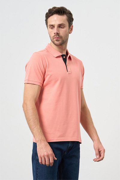 İmza Ροζ μπλουζάκι Polo Neck Cotton-Lycra Slim Fit 1011240186