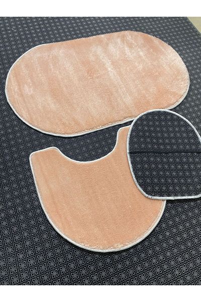 BLACK DİAMOND HOME Σετ 3 τεμαχίων μεγάλου μεγέθους 60x100 οβάλ κομμένο πατάκι μπάνιου και τουαλέτας