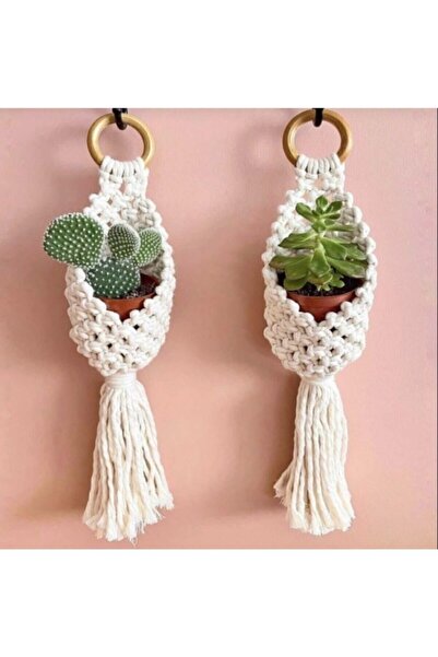Genel Markalar Dekor Makrome Mini Kaktüs Saksılık