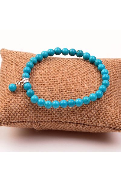 Taş Sandığı Turquoise Stone Elastic Bracelet - 6 Mm