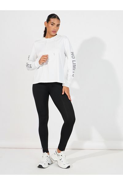 Styli Arm Faded Text Effect Detail Deep Hem Back Hooded Top & Leggings Set
