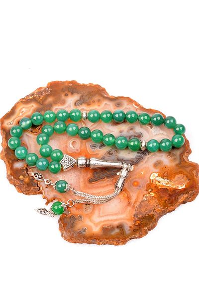 Taş Sandığı Green Agate Stone Rosary - 8 Mm