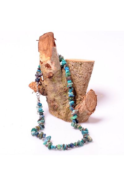 Taş Sandığı Chrysocolla Stone Unshaped Necklace - Kırıktaş