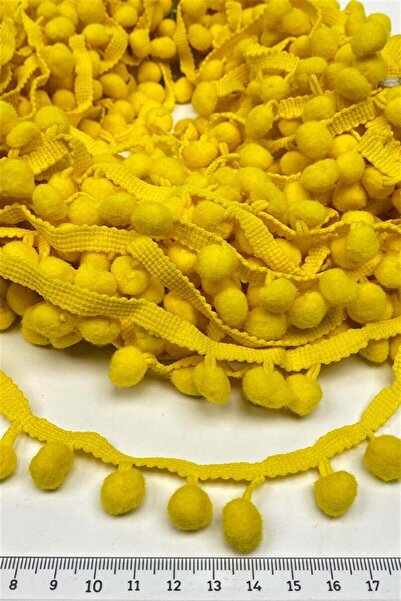Hobigram Koyu Sarı Ponpon Parti Malzemeleri Ponpon Şerit 5 Metre Kenar Süslem...