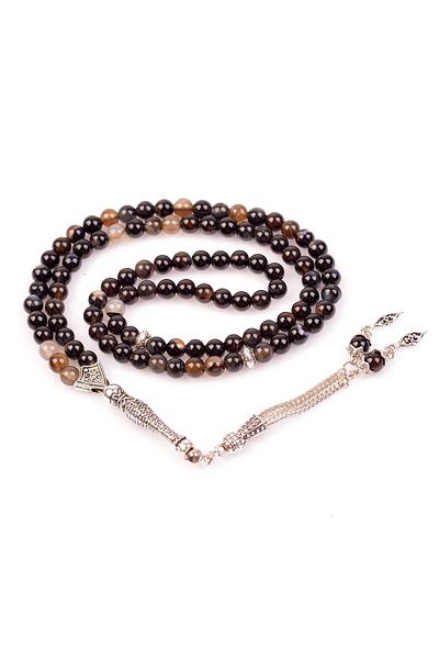 Taş Sandığı Black Agate Stone Prayer Rosary - 6 Mm