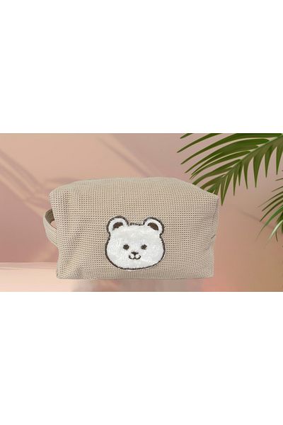 Lucy and Home MEYKA Sivi Proof Waffle Sober Κεντημένο Ταξιδιωτικό Μακάι - 20x12x12cm