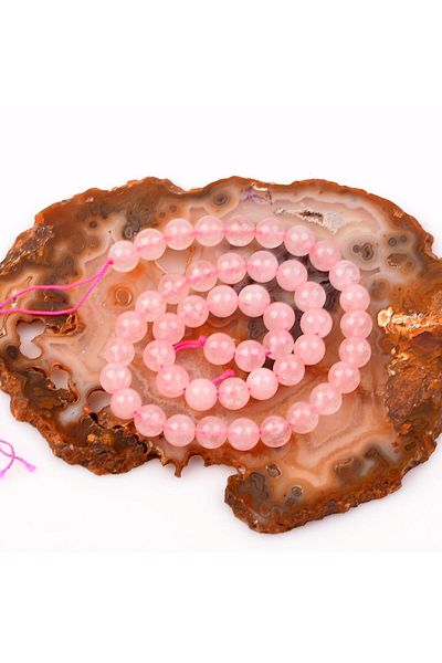 Taş Sandığı 8 mm Pink Quartz Stone String