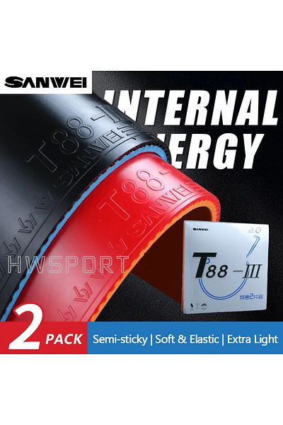 Choice Sanwei T88-3 Table Tennis Rubbers Double Kit Semi-sticky Elastic Quick Attack Ping Pong Rubber wi...