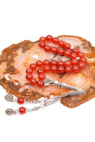 Taş Sandığı Red Agate Stone Rosary (8 mm)