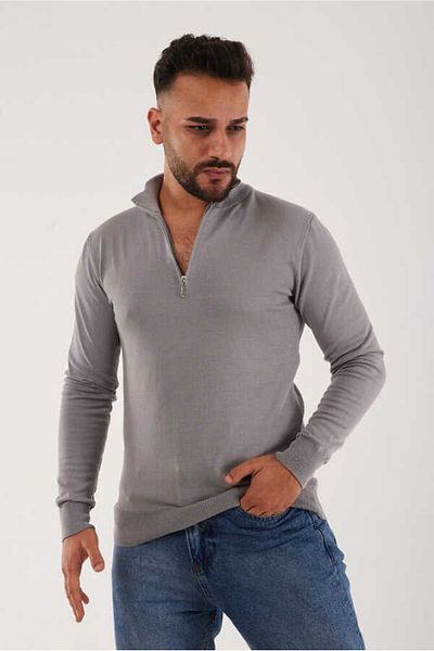KAPTAN TRİKO Men's Sweater - Half Zipper, Cotton-Viscose Mix, Waterproof, Regular Fit