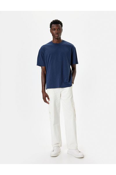 Koton KT - Oversize βαμβακερό μπλουζάκι - Basic Crew Neck, κοντομάνικο