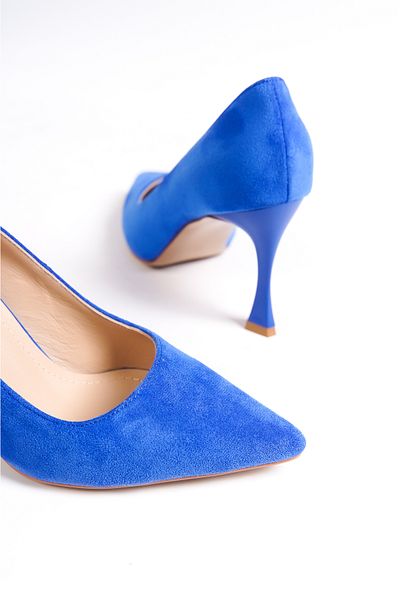 Mubiano Mb970-m Pantofi cu toc subțire de 9 cm pentru femei, din piele intoarsa albastra