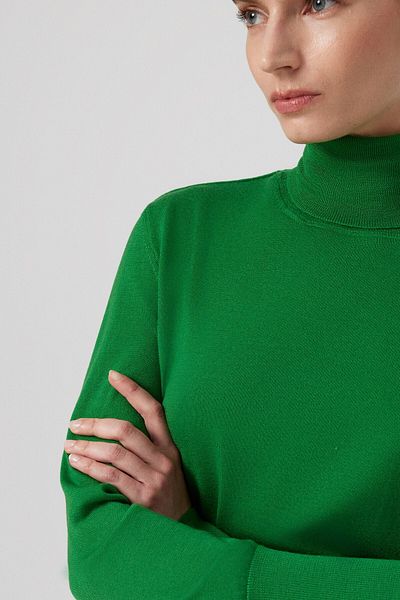 Mısırlı Pulover de damă cu mânecă lungă cu gât verde