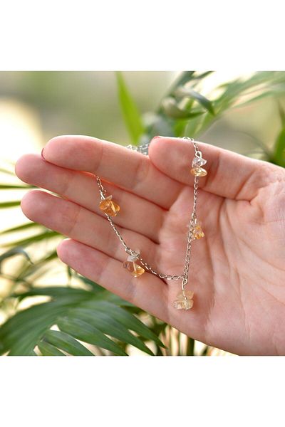 Taş Sandığı Citrine Stone Bracelet – With Non-Tarnish Chain
