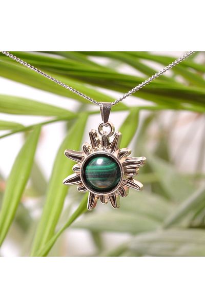 Taş Sandığı Malahit Stone Sun Necklace - Malachite Stone