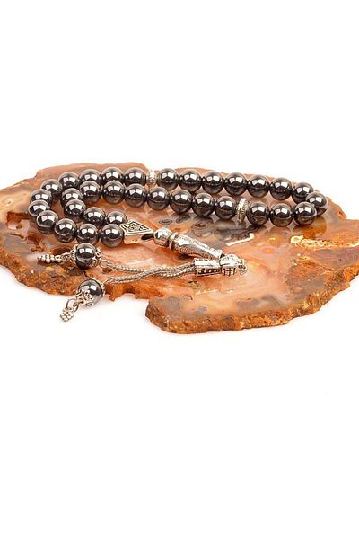 Taş Sandığı Globe Cut Hematite Stone Rosary (8 mm)